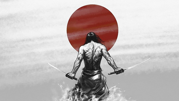 HD wallpaper: samurai, back view, twin katana, muscles, artwork, Anime,  human representation | Wallpaper Flare