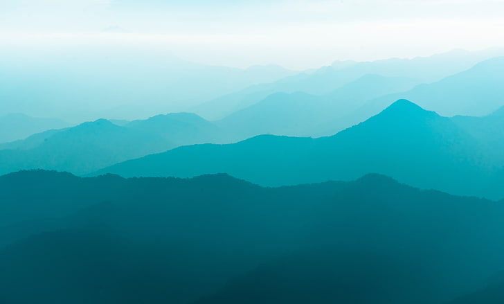 Mountains, Mountain range, 5K, Teal, Turquoise