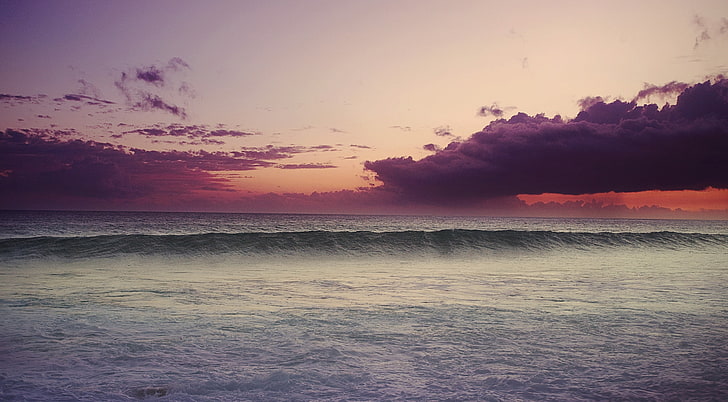 Ocean, ocean waves under cloudy skies during daytime, Nature, HD wallpaper
