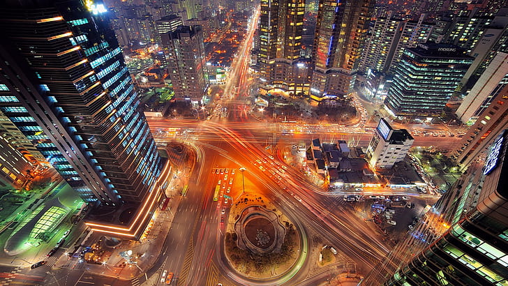 Cities, City, Building, HDR, Light, Night, Seoul, Skyscraper, HD wallpaper