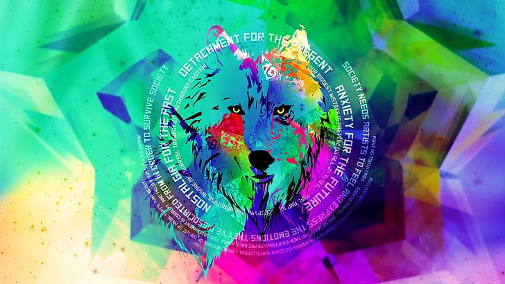 wolf, multi colored, creativity, no people, art and craft, close-up, HD wallpaper