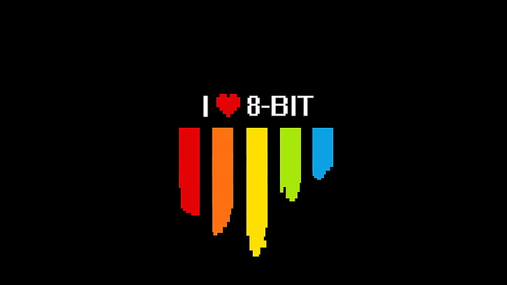 I Love 8 Bit illustration, nerds, colorful, 8-bit, multi colored