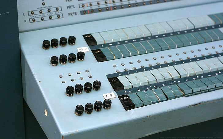 white audio mixer, computer, vintage, technology, old, control, HD wallpaper