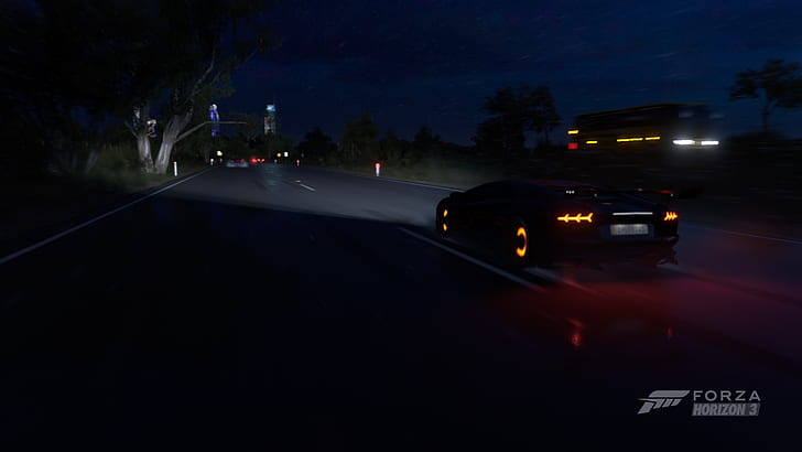 night, Hypercar, rain, forza horizon 3, Lamborghini, video games, HD wallpaper