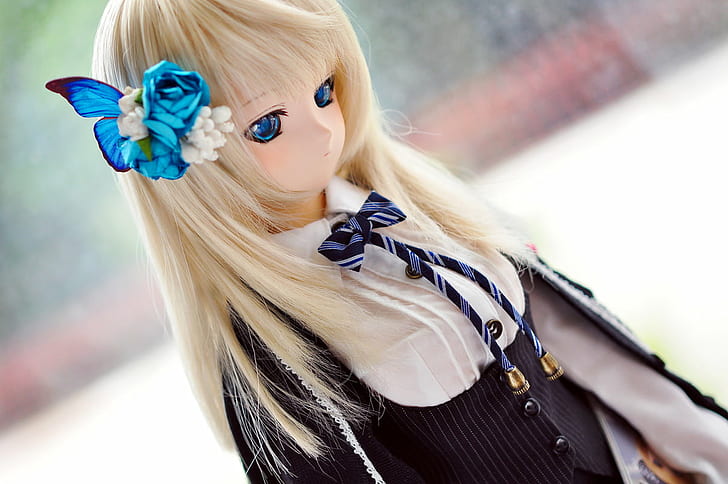 female anime doll, 花, dd, Dollfie, Dream, bjd, volks, blond Hair, HD wallpaper