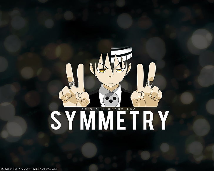 Symmetry anime illustration, Death The Kid, Soul Eater, western script