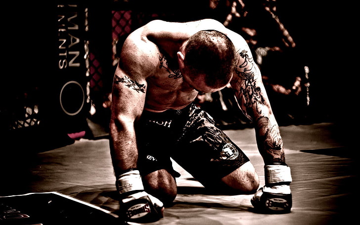 kick boxer photo, mma, mixed martial arts, fighter, tattoos, muscular Build