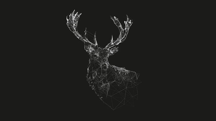 wireframe, lines, deer, artwork, digital art, nature, stags