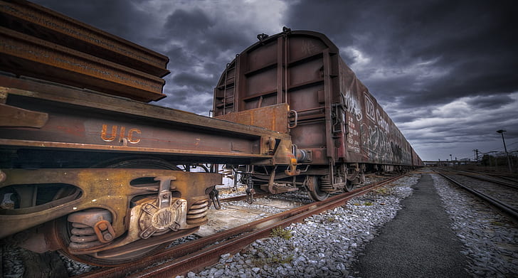 railway, train, vehicle, rail transportation, cloud - sky, track, HD wallpaper