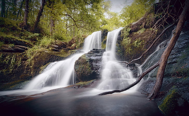 landscape photo of waterfalls, pitlochry, pitlochry, Black Spout, HD wallpaper