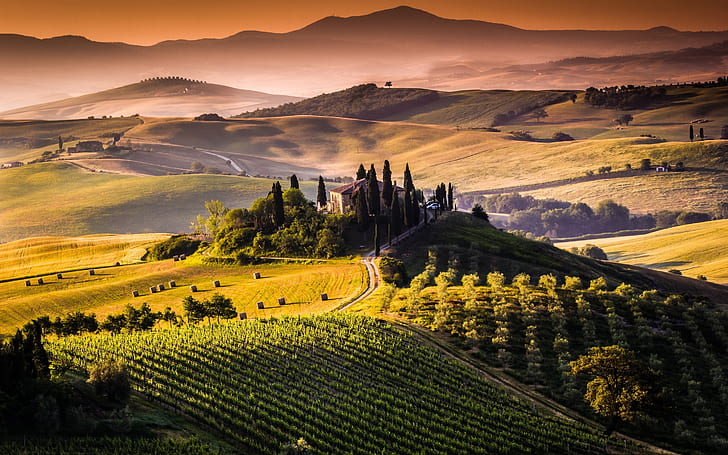 Amazing Tuscany View, aerial photography, toscana, HD wallpaper