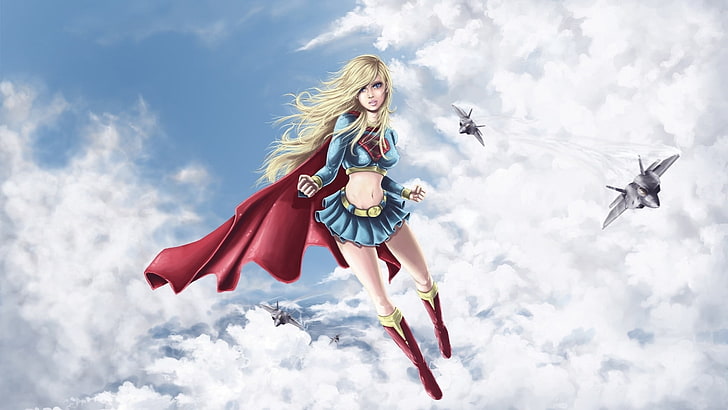 HD wallpaper: artwork supergirl, flying, women, hair, one person, nature |  Wallpaper Flare
