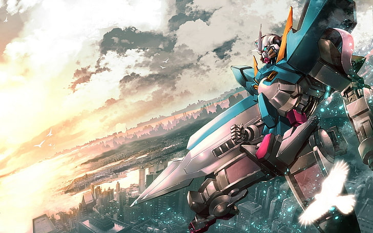 anime, Mobile Suit Gundam 00, Gundam 00 exia, cloud - sky, water, HD wallpaper