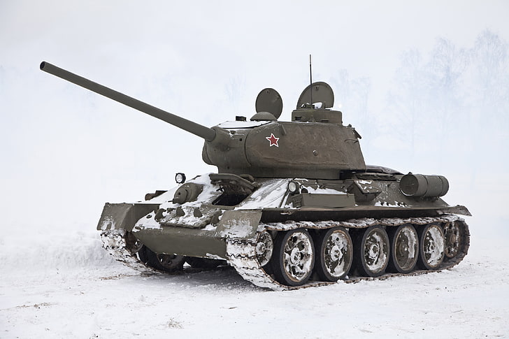 black battle tank, winter, snow, gun, power, Blizzard, breakthrough