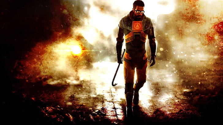Gordon man, Half-Life 2, one person, full length, smoke - physical structure, HD wallpaper