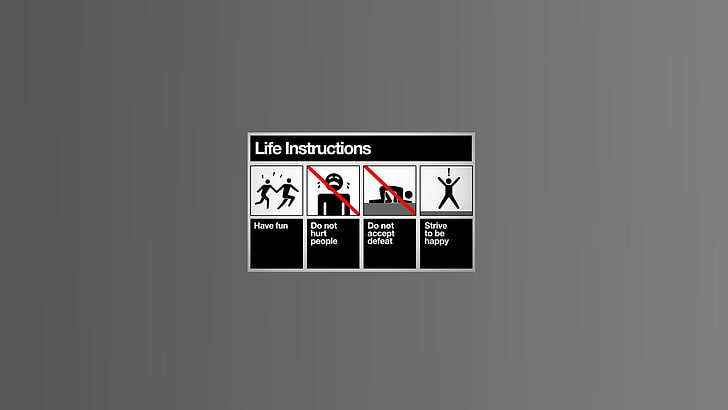 life instructions sticker, motivational, minimalism, selective coloring, HD wallpaper