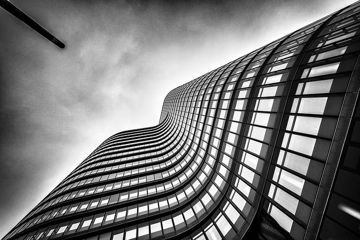 low angle photography of high rise building, Waves II, architecture