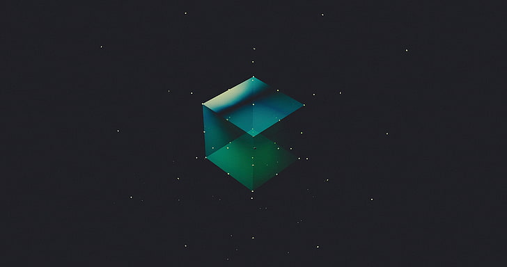 green cube digital wallpaper, abstract, PerfectHue, black background, HD wallpaper