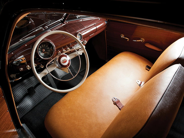 1950, country, custom, deluxe, ford, interior, retro, squire