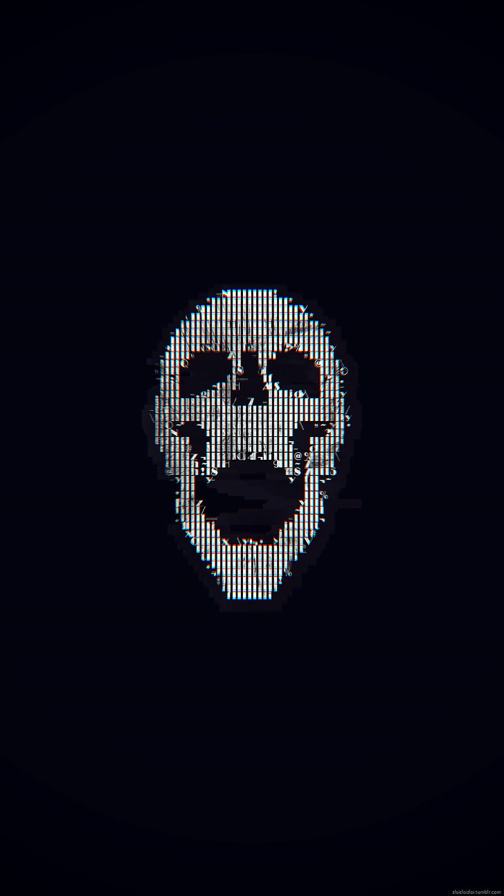 abstract, ASCII Art, glitch Art, skull