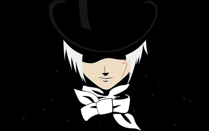 man wearing black hat screenshot, vector, anime, white, illustration