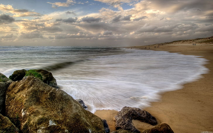 Beach Ocean HDR Clouds Timelapse HD, nature, HD wallpaper