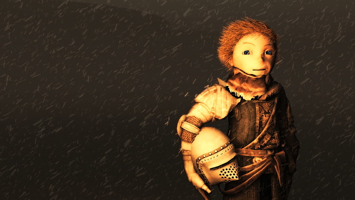 medieval, knight, helmet, armor, snow, wind, storm, animation