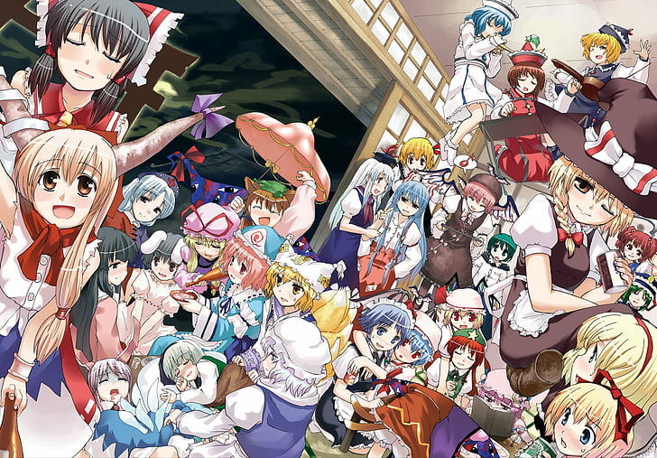 Anime, Touhou, Alice Margatroid, Chen (Touhou), Cirno (Touhou), HD wallpaper