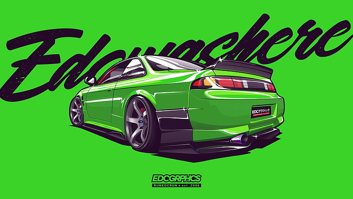 EDC Graphics, Nissan 200SX, JDM, render, Japanese cars, green color