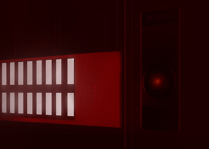 2001: A Space Odyssey, HAL 9000, movies, Stanley Kubrick, red, HD wallpaper