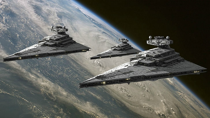several space ships, Star Wars, science fiction, Star Destroyer, HD wallpaper