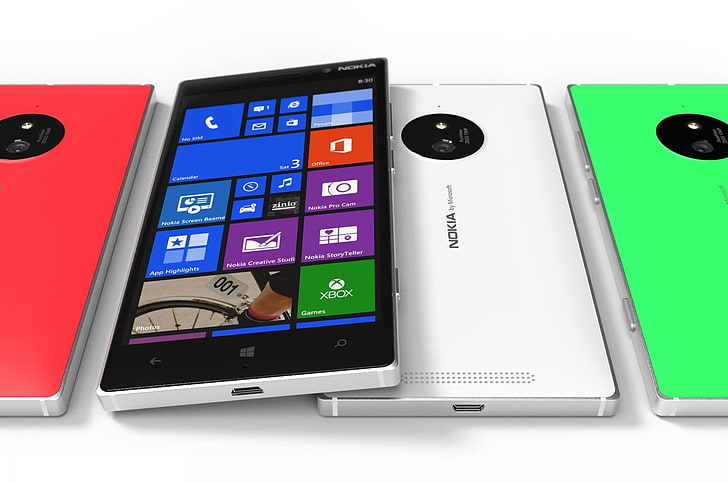 white Nokia smartphone, Concept, Red, Green, Tesla, Lumia, 830, HD wallpaper