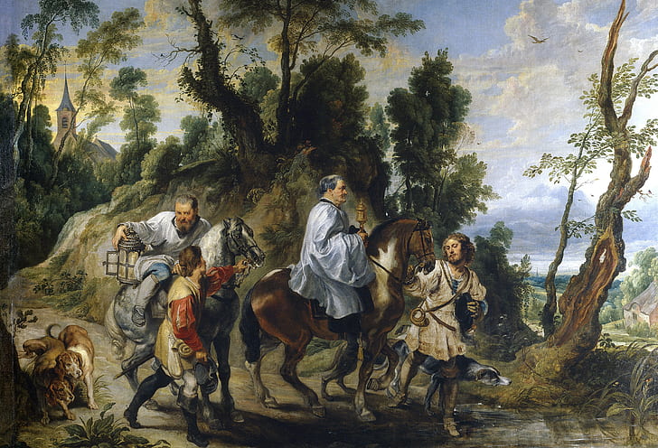 picture, genre, Peter Paul Rubens, Pieter Paul Rubens, Help Rudolph Of Habsburg Priests, HD wallpaper