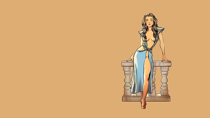 brown-haired woman animated character, fantasy, vintage, pinup, HD wallpaper