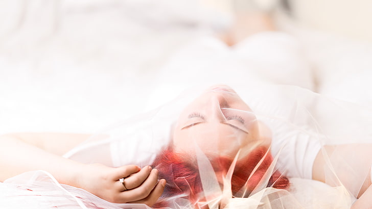 brides, redhead, closed eyes, human body part, women, one person