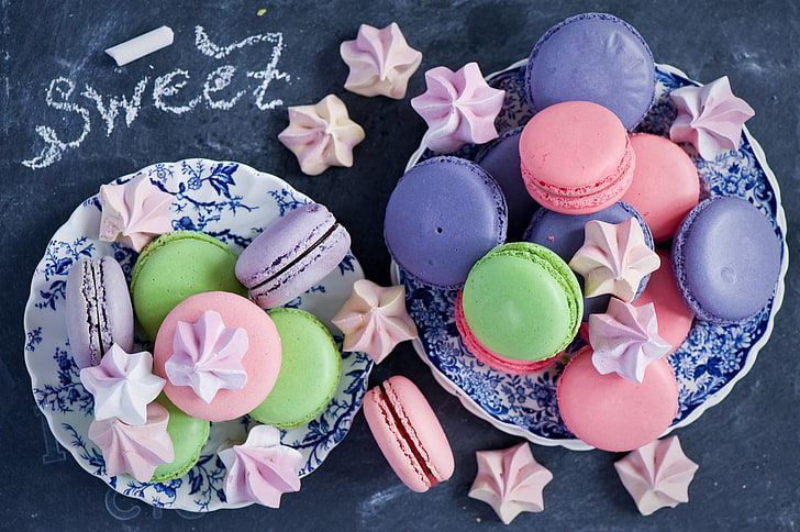 French macarons, cookies, sweets, colorful, dessert, Anna Verdina, HD wallpaper