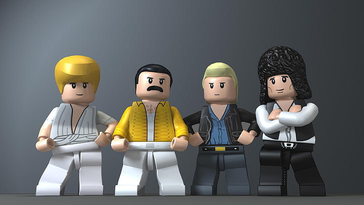 four Lego Minifig, Queen, Freddie Mercury, human representation