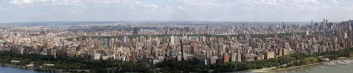 panoramic photography of buildings, New York City, triple screen, HD wallpaper
