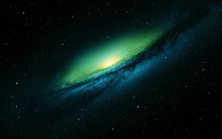 Galaxy wall paper, green, stars, space, NGC 3190, star - space, HD wallpaper