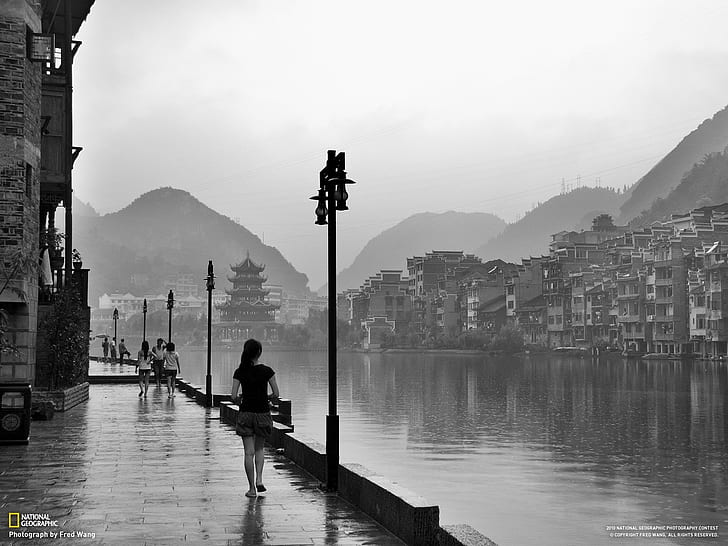 flood, National Geographic, cityscape, monochrome, HD wallpaper