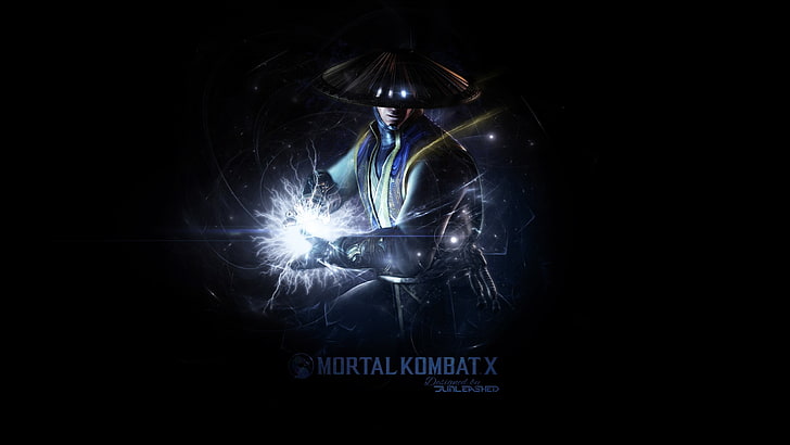 video games, Mortal Kombat X, simple background, Raiden, one person
