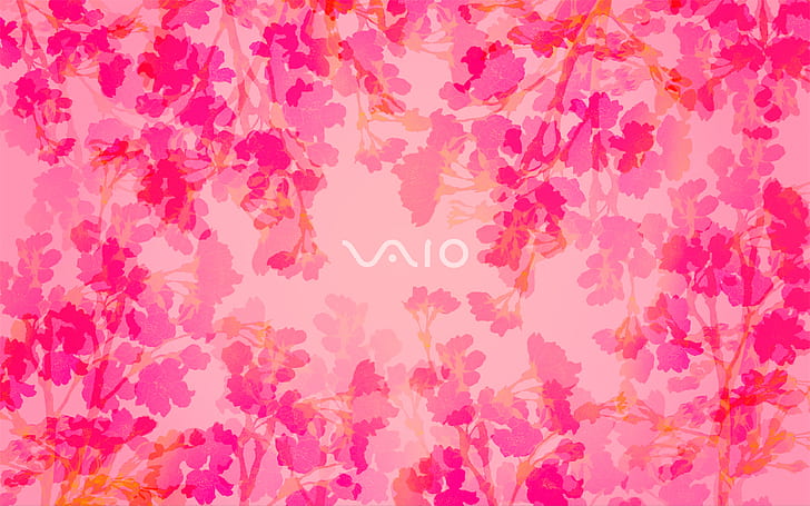 VAIO, Sony, leaves, pink