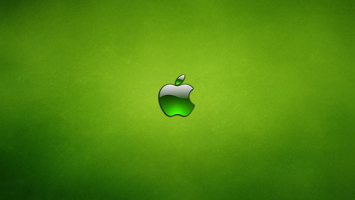 green Apple logo, mac, osx, green color, copy space, studio shot, HD wallpaper