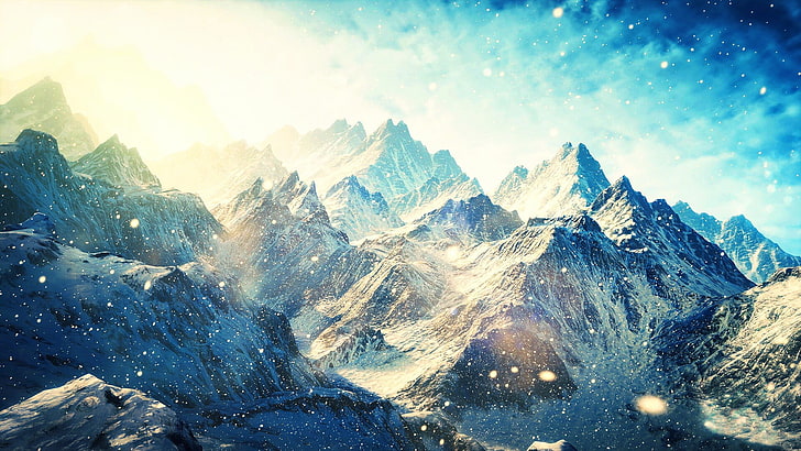 snow covered mountain digital wallpaper, mountains, nature, landscape