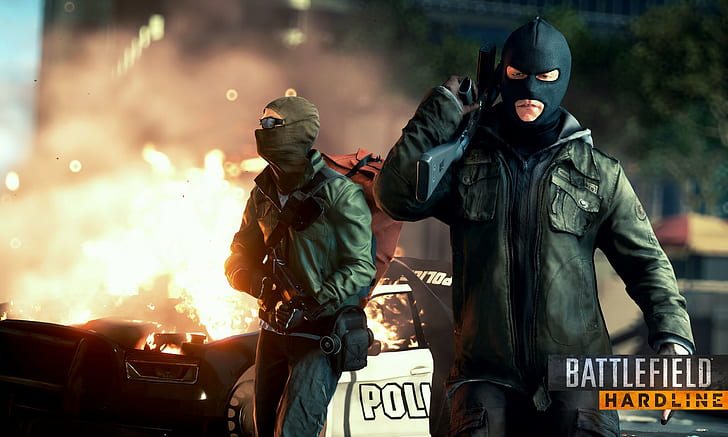 Battlefield: Hardline, criminals, masks, fire, HD wallpaper