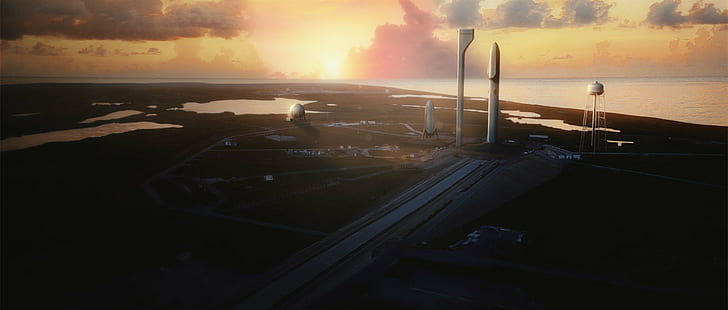 Interplanetary Transport System, landscape, rocket, SpaceX, HD wallpaper