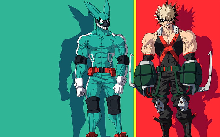green, red, rabbit, anime, hero, friends, manga, powerful, strong, HD wallpaper