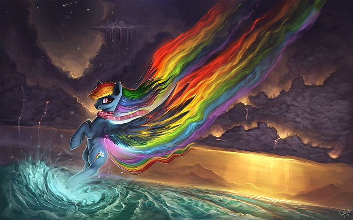 game poster, My Little Pony, artwork, digital art, rainbows, multi colored