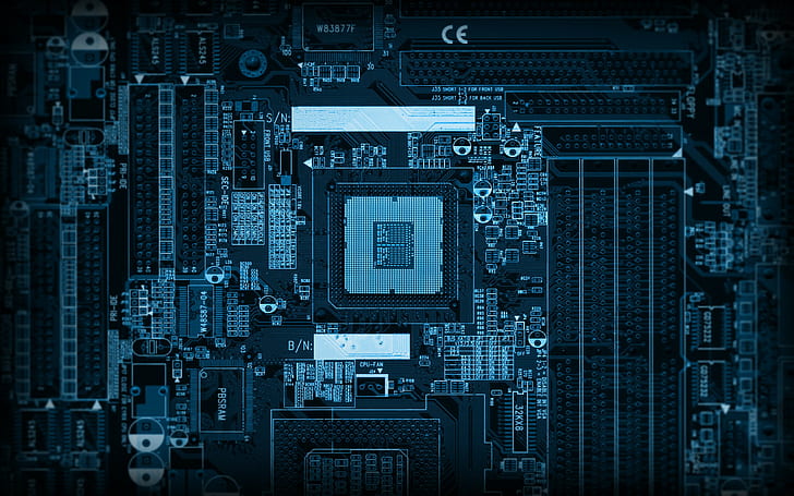black computer motherboard, technology, circuit Board, computer Chip, HD wallpaper