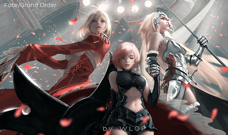 Fate/Grand Order digital art, anime girls, Mash Kyrielight, WLOP
